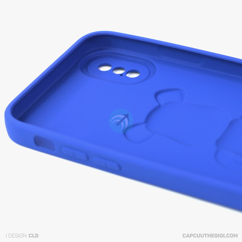 ỐP lưng IPHONE X/XS hình nổi gấu đứng màu xanh
