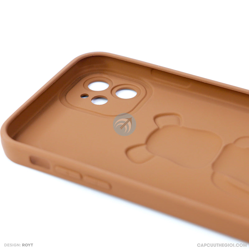 ỐP lưng IPHONE 11 6.1 hình nổi gấu đứng màu nâu