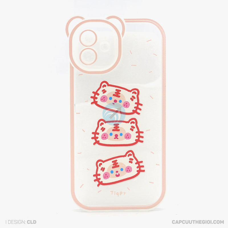 Ốp lưng IPHONE 12 6.1 lưng trong in hình cute có tai mèo