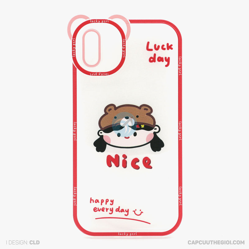 Ốp lưng IPHONE XS MAX lưng trong in hình cute có tai mèo