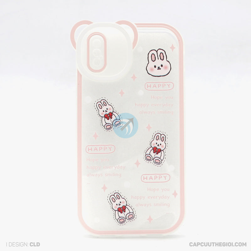 Ốp lưng IPHONE X/XS lưng trong in hình cute có tai mèo