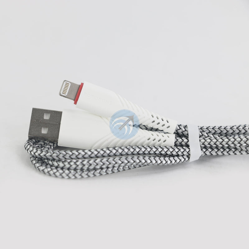 Cáp sạc điện thoại HOCO usb A to lightning bọc dù - trắng 1 mét (BX25) bh03t