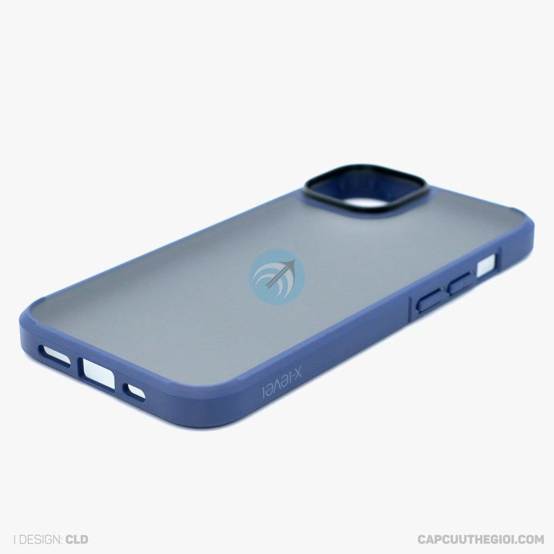 ỐP LƯNG IPHONE 14 6.1 LƯNG NHÁM VIỀN MÀU XANH X-LEVEL