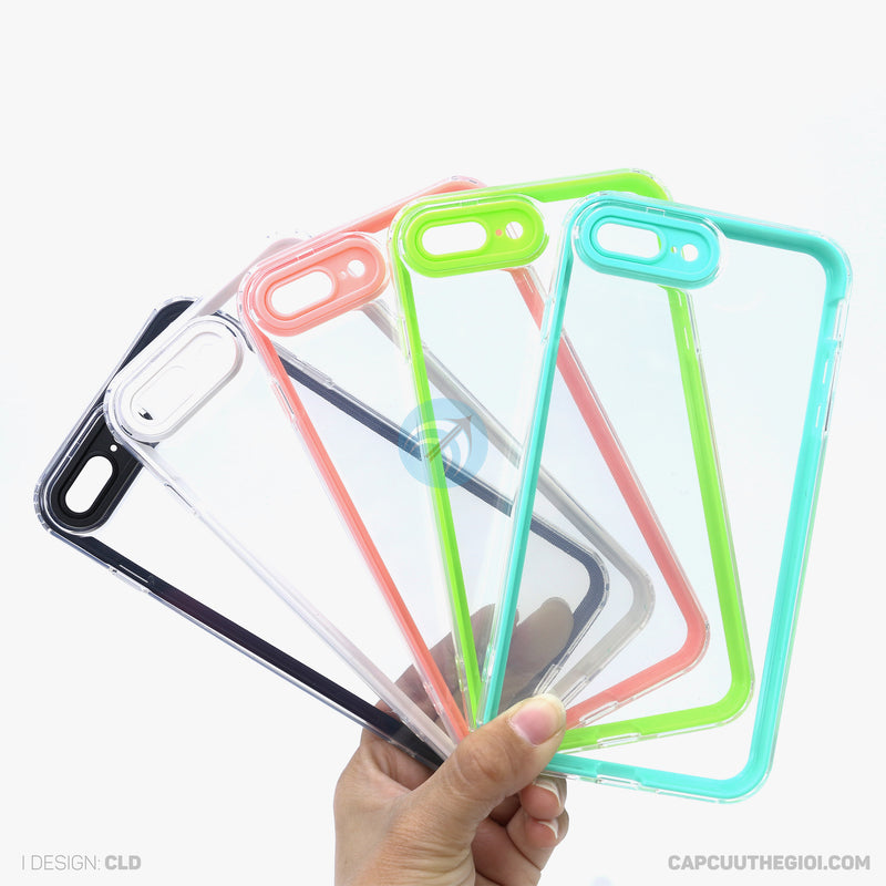 Ốp lưng IPHONE 7+/8+ trong tách viền màu