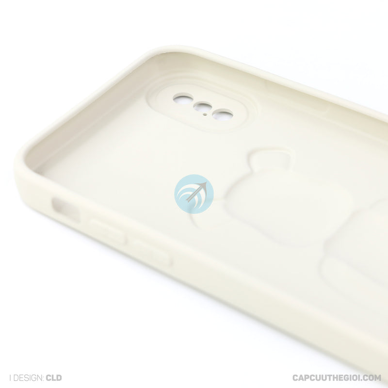 ỐP lưng IPHONE X/XS hình nổi gấu đứng màu kem