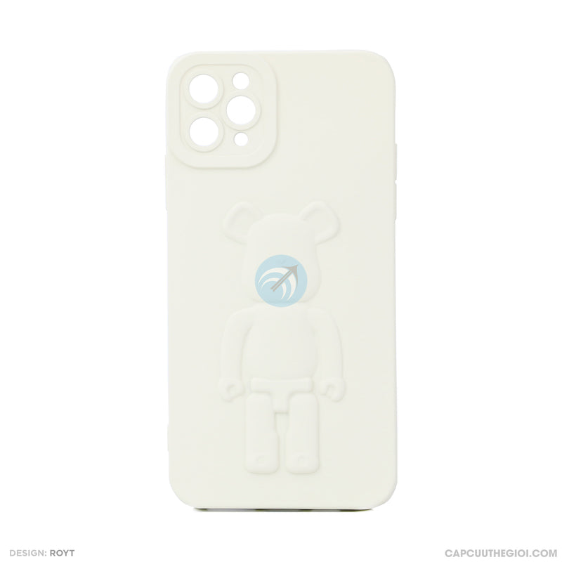 ỐP lưng IPHONE 11 PRO MAX hình nổi gấu đứng màu kem