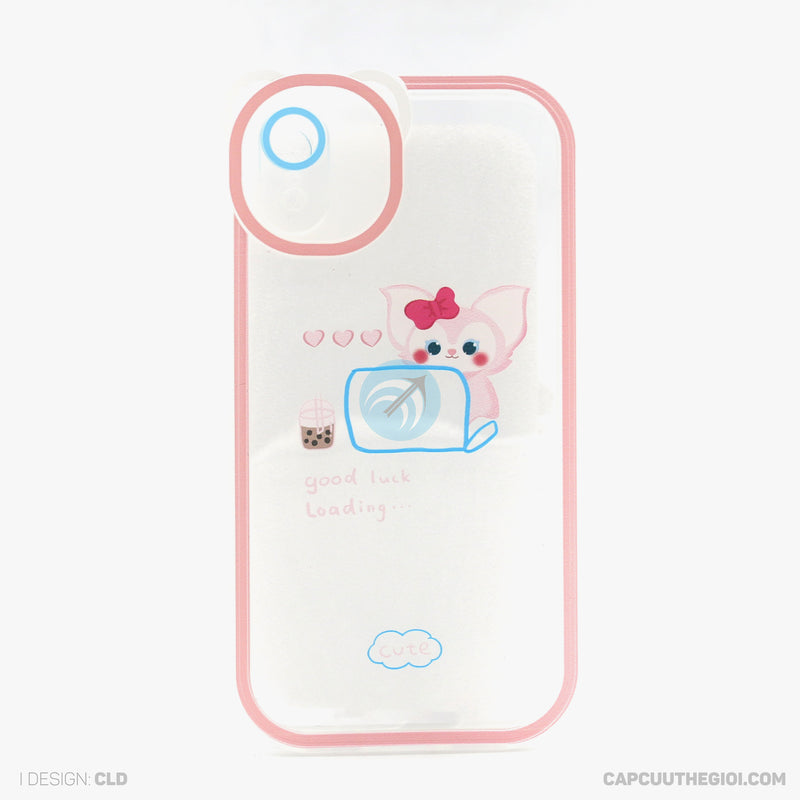 Ốp lưng IPHONE XR lưng trong in hình cute có tai mèo