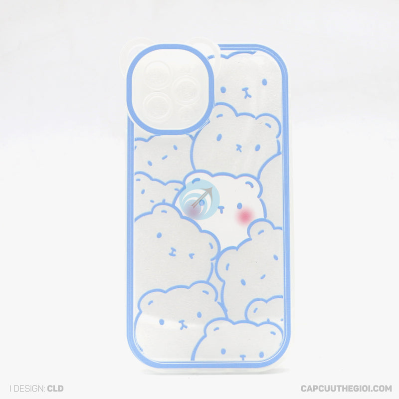 Ốp lưng IPHONE 12 PRO lưng trong in hình cute có tai mèo