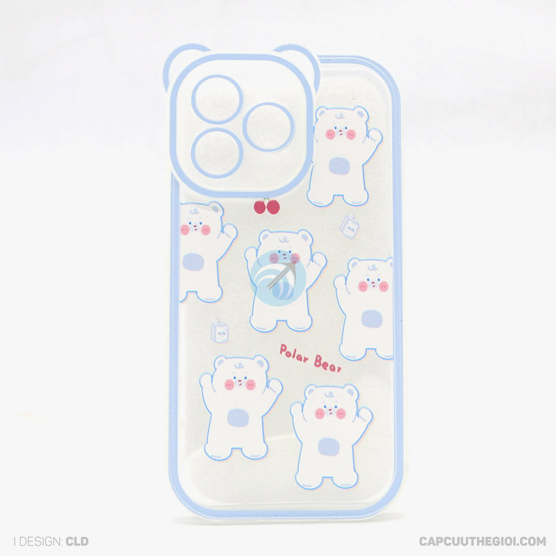 Ốp lưng IPHONE 13 PRO lưng trong in hình cute có tai mèo