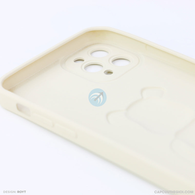ỐP lưng IPHONE 11 PRO MAX hình nổi gấu đứng màu kem