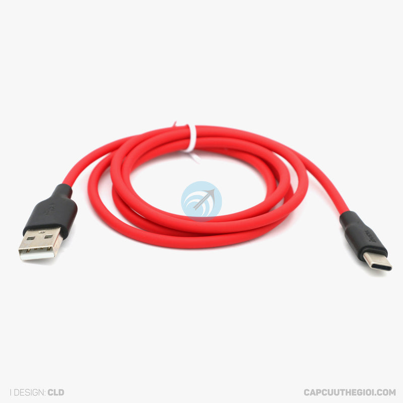 Cáp sạc usb A to type C 3.0A silicone 1 mét màu đỏ HOCO X21 PLUS bh01t