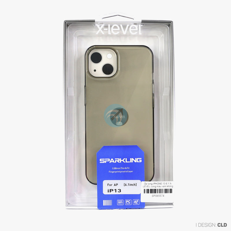 Ốp lưng IPHONE 13 6.1 X-LEVEL cứng màu xám không gian