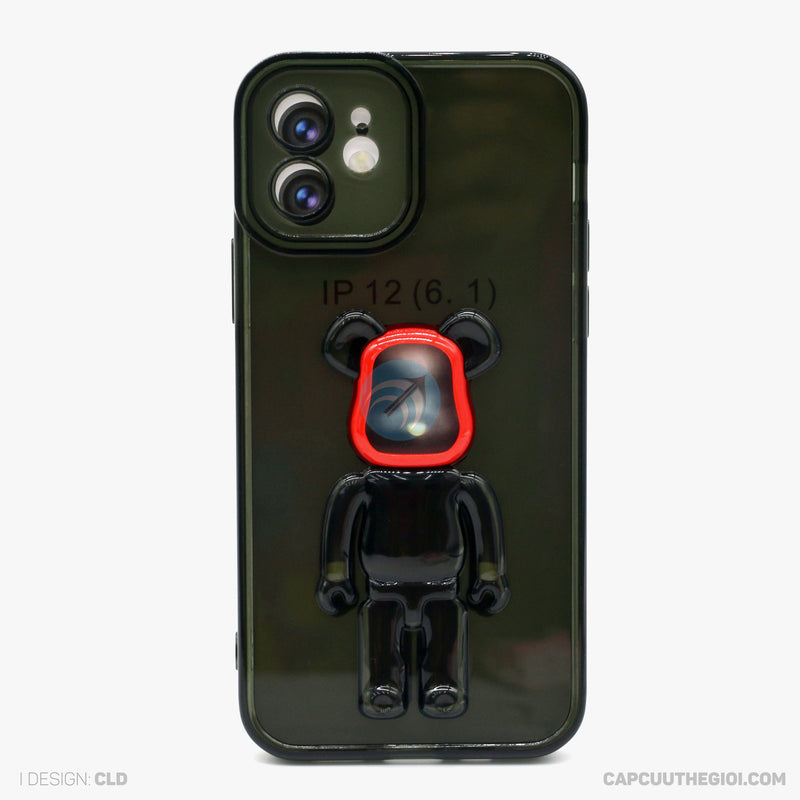 Ốp lưng IPHONE 12 6.1 Gấu KAWSS màu trong khoét táo