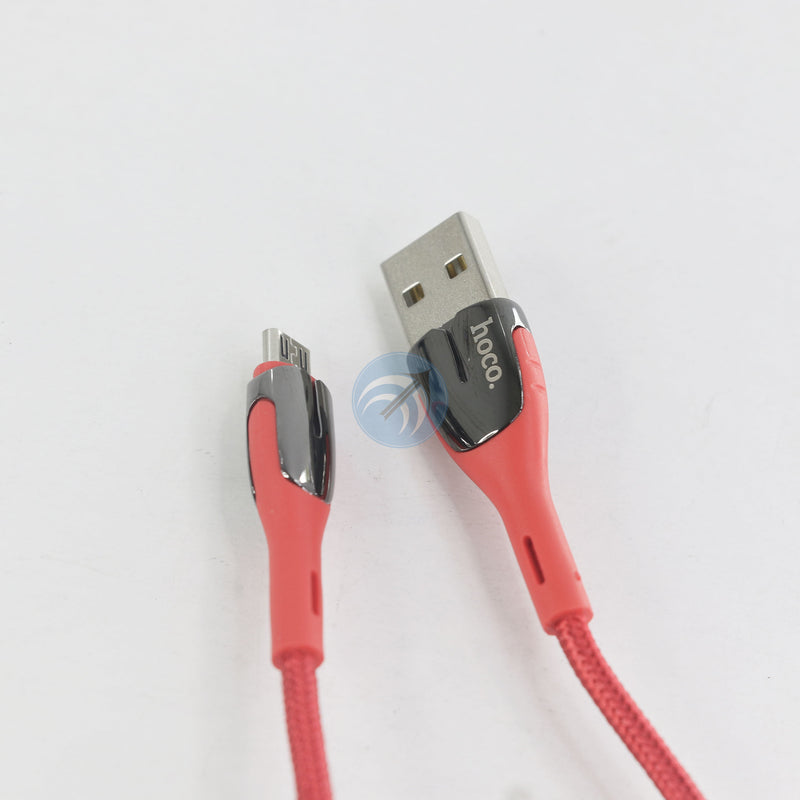 CÁP SẠC ĐIỆN THOẠI HOCO CÓ ĐÈN USB A TO MICRO ĐỎ 1,2M (U89) BH03T