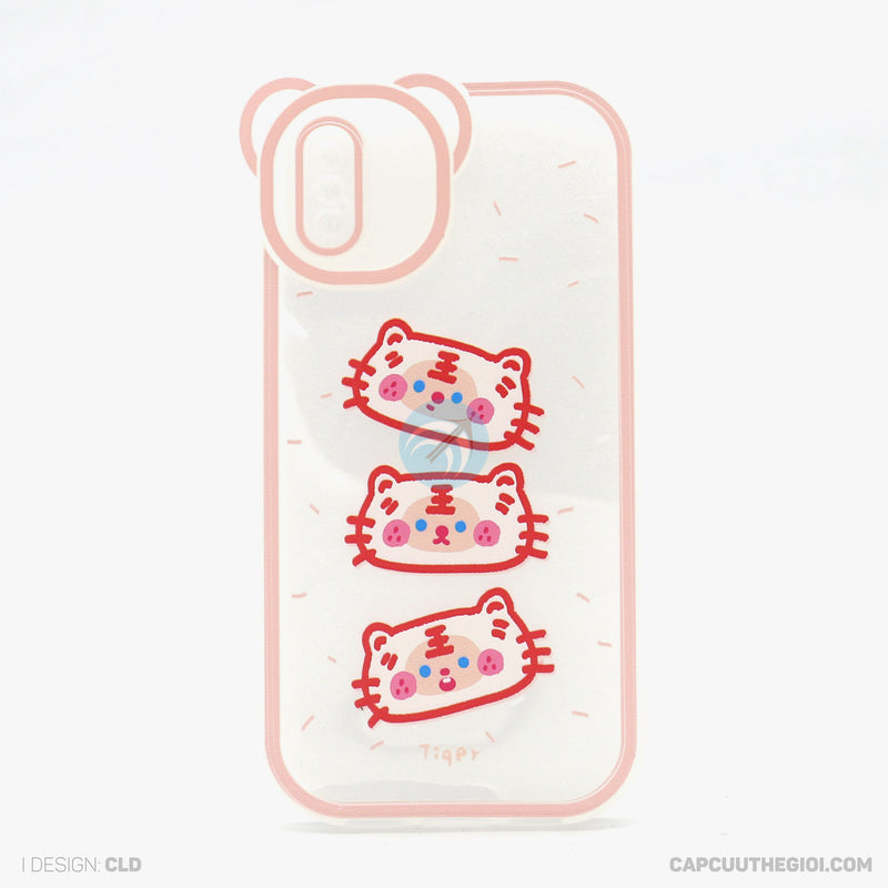 Ốp lưng IPHONE X/XS lưng trong in hình cute có tai mèo