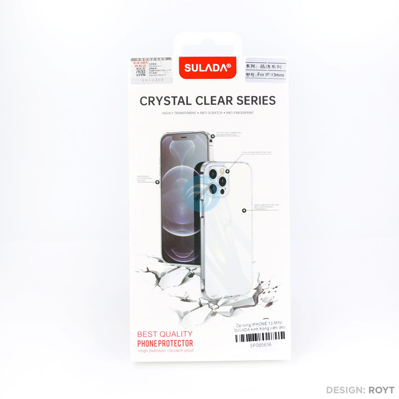 Ốp lưng IPHONE 13 MINI SULADA kính trong viền dẻo BVC