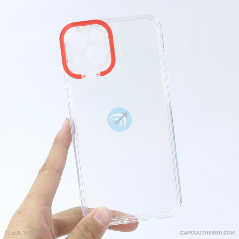 Ốp lưng IPHONE 13 6.1 trong viền camera màu đỏ REALSKY
