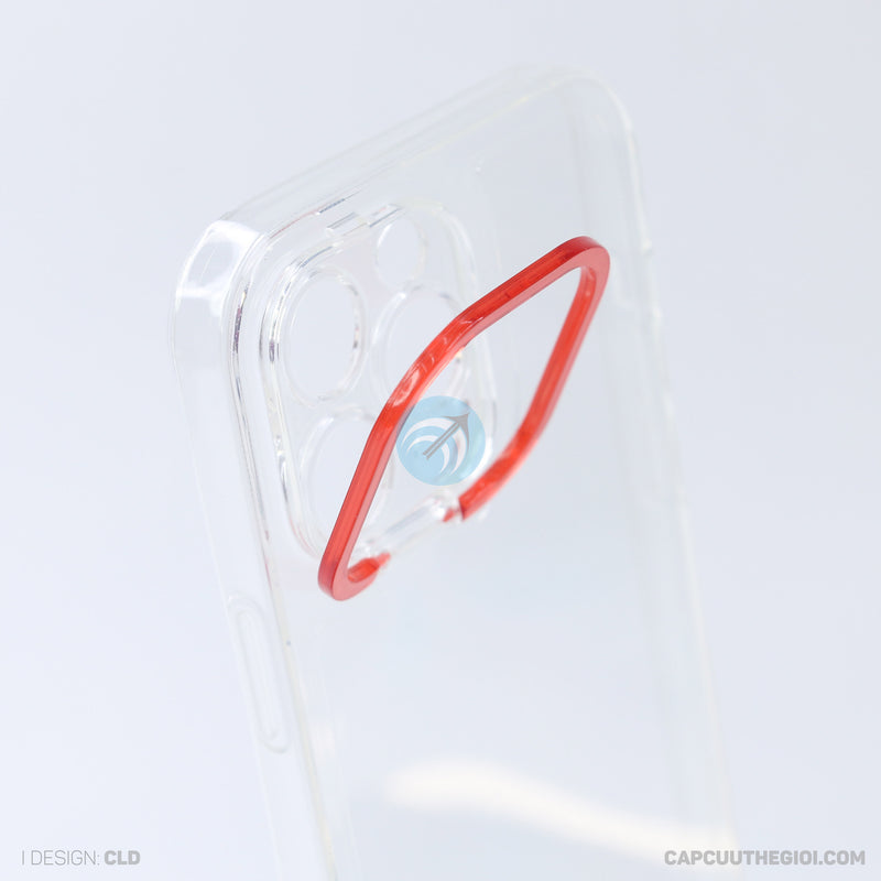 Ốp lưng IPHONE 13 PRO MAX trong viền camera màu đỏ REALSKY
