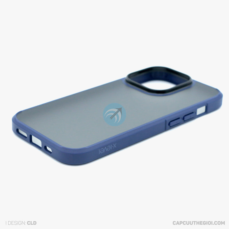 ỐP LƯNG IPHONE 14 PRO 6.1 LƯNG NHÁM VIỀN MÀU XANH X-LEVEL