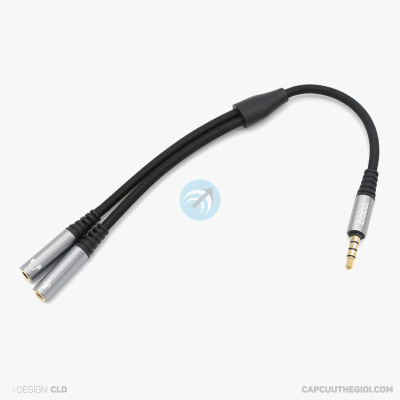 Cáp chia âm thanh audio Jack 3.5mm ra 2 đầu cái 3.5mm HOCO UPA21 bao test 7 ngày