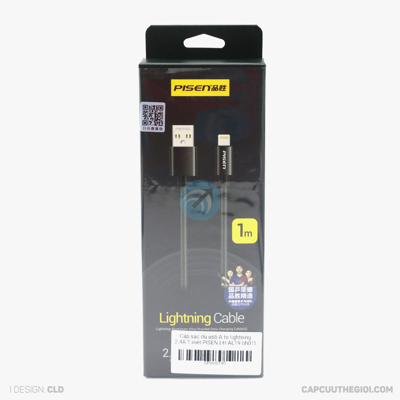 Cáp sạc dù usb A to lightning 2.4A 1 mét PISEN LH-AL19 bh01t