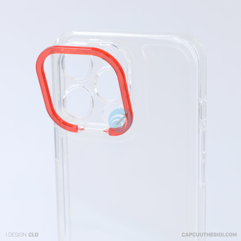 Ốp lưng IPHONE 13 PRO trong viền camera màu đỏ REALSKY