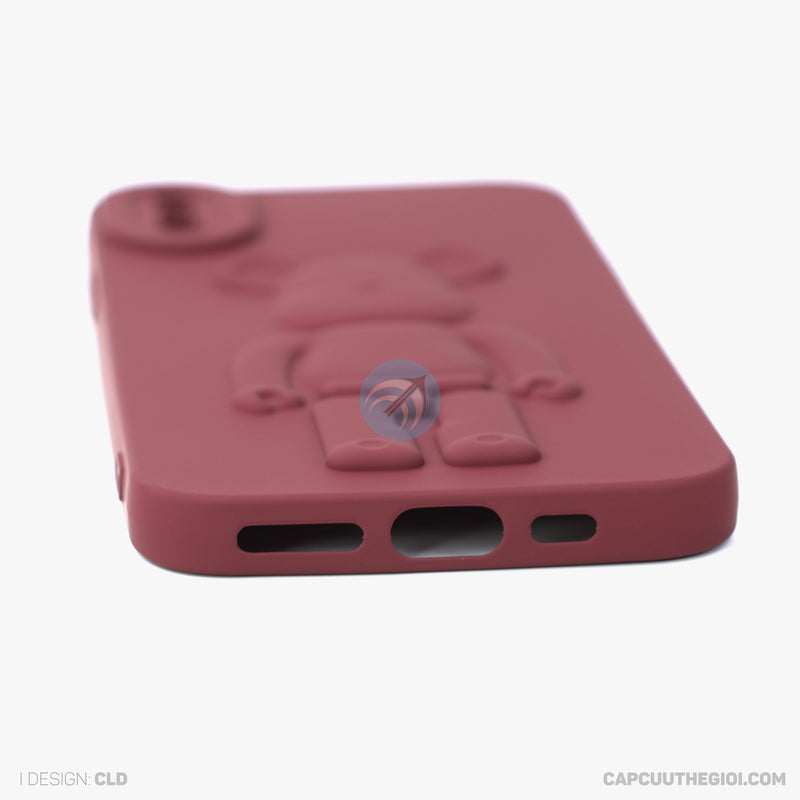 ỐP lưng IPHONE X/XS hình nổi gấu đứng màu đỏ