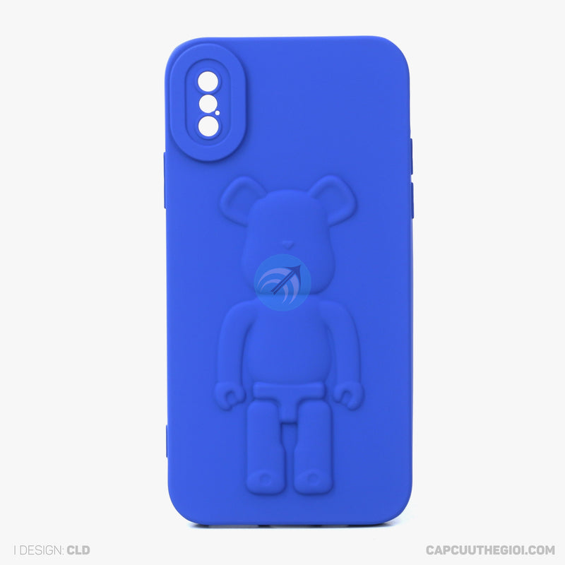 ỐP lưng IPHONE X/XS hình nổi gấu đứng màu xanh