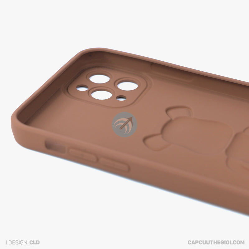 ỐP lưng IPHONE 11 PRO MAX hình nổi gấu đứng màu nâu