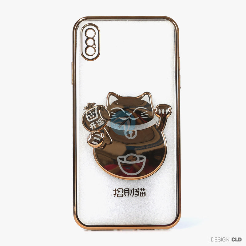 Ốp lưng IPHONE XS MAX hình mèo thần tài nổi viền màu