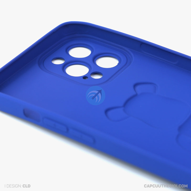 ỐP lưng IPHONE 12 PRO MAX hình nổi gấu đứng màu xanh