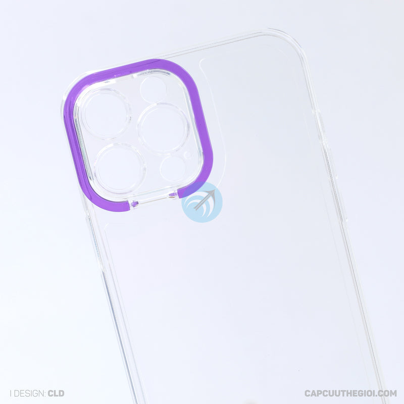 Ốp lưng IPHONE 13 PRO MAX trong viền camera màu tím REALSKY