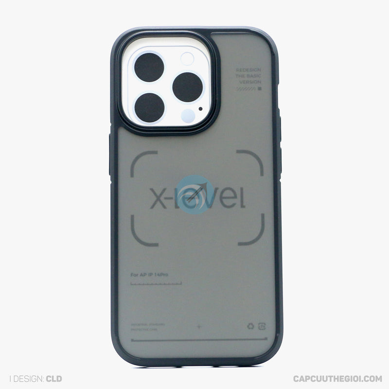 ỐP LƯNG IPHONE 14 PRO 6.1 LƯNG NHÁM VIỀN MÀU ĐEN X-LEVEL