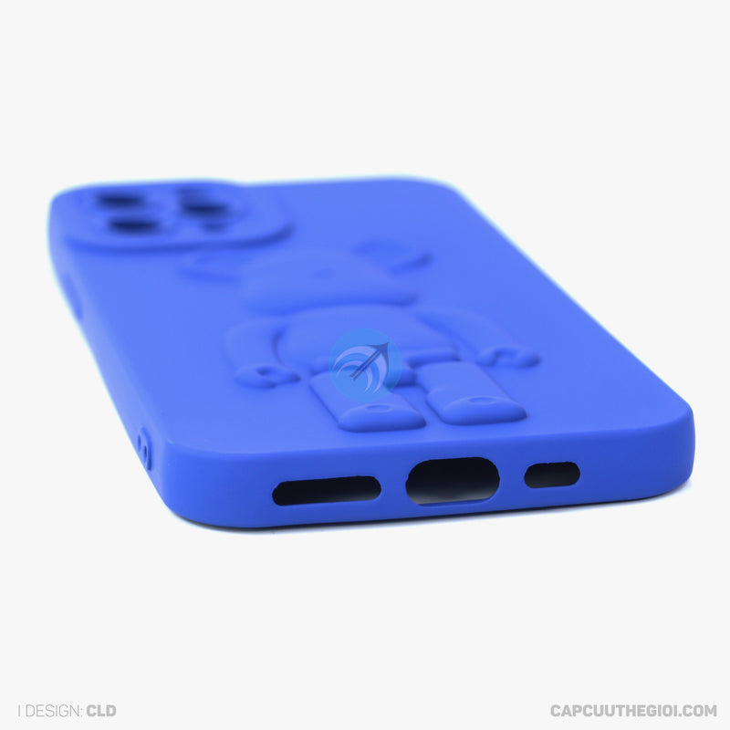 ỐP lưng IPHONE 11 PRO 5.8 hình nổi gấu đứng màu xanh