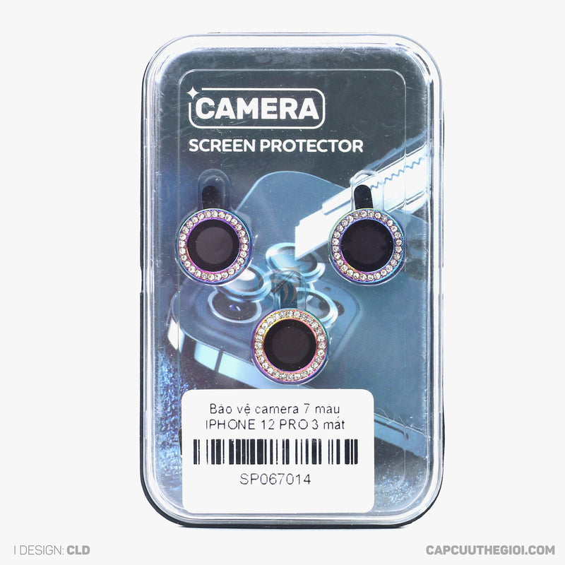 Bảo vệ camera 7 màu IPHONE 12 PRO 3 mắt (TITAN ĐÍNH ĐÁ)
