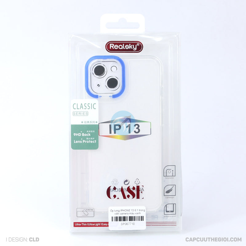 Ốp lưng IPHONE 13 6.1 trong viền camera màu xanh dương REALSKY