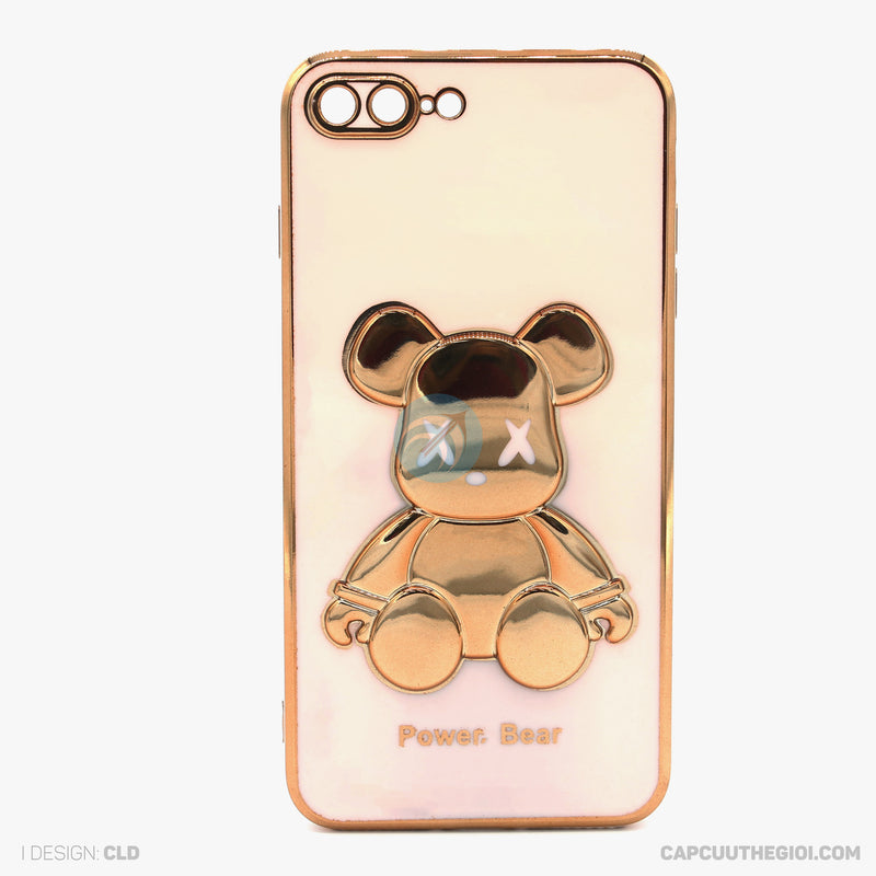 Ốp lưng IPHONE 7+/8+ si viền màu hình gấu nổi