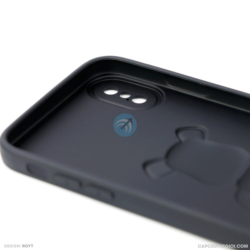 ỐP lưng IPHONE XS MAX hình nổi gấu đứng màu đen