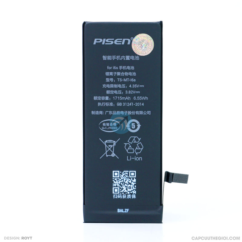 Pin IPHONE 6S dung lượng chuẩn 3.82V 1715mah (PISEN) bh12t