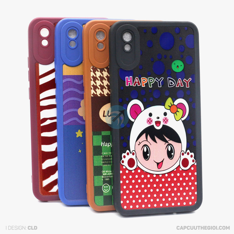 Ốp lưng REDMI 9A tpu vuông màu in hình cute bảo về camera