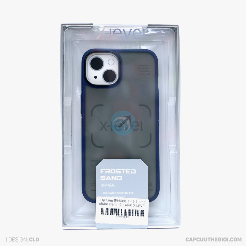 ỐP LƯNG IPHONE 14 6.1 LƯNG NHÁM VIỀN MÀU XANH X-LEVEL