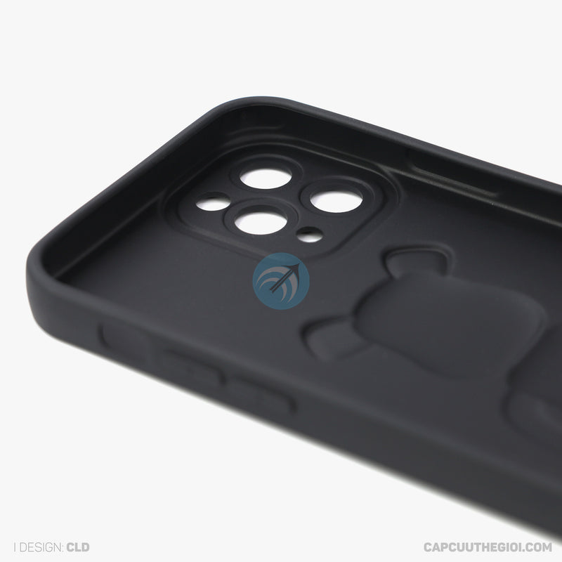 ỐP lưng IPHONE 11 PRO 5.8 hình nổi gấu đứng màu đen