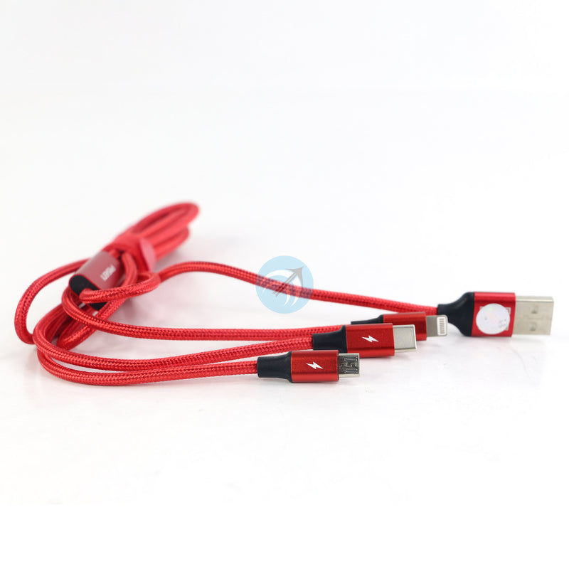 CÁP SẠC PISEN USB => ( MICRO, TYPE C, LIGHTNING) 1,2M (LS-AP06-1200) BH12T