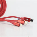 CÁP SẠC PISEN USB => ( MICRO, TYPE C, LIGHTNING) 1,5M 3A (AP08-1500) ĐỎ BH12T