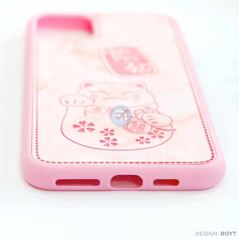 Ốp lưng IPHONE 11 PRO MAX lưng da hình mèo thần tài