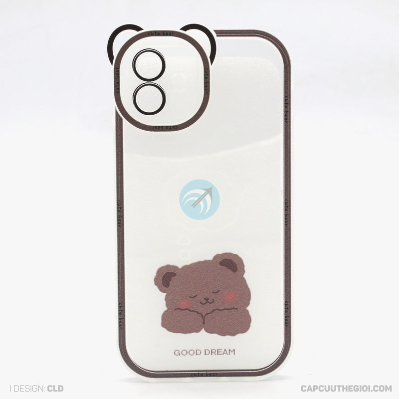 Ốp lưng IPHONE 12 6.1 lưng trong in hình cute có tai mèo