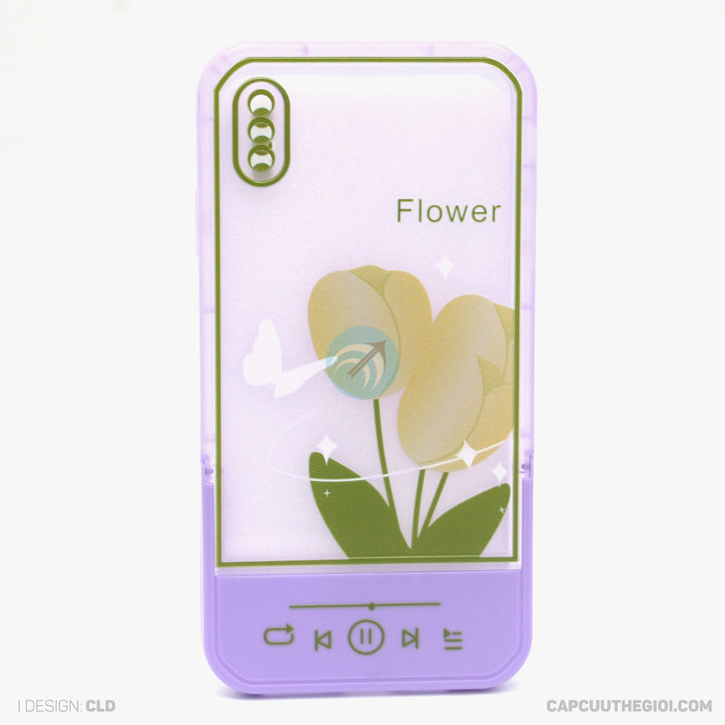 Ốp lưng IPHONE XS MAX silicon màu in hình kèm giá đỡ
