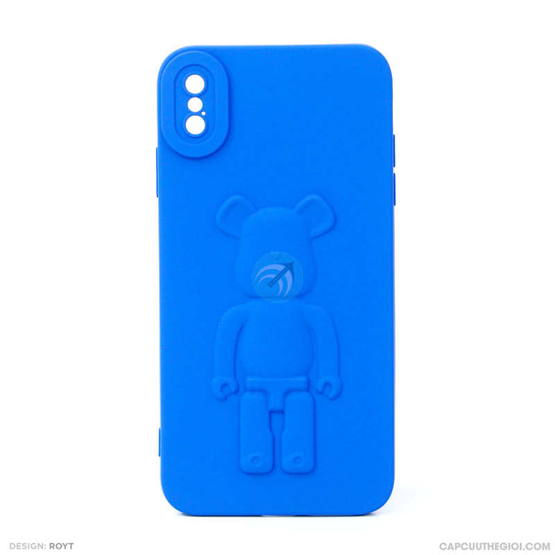 ỐP lưng IPHONE XS MAX hình nổi gấu đứng màu xanh