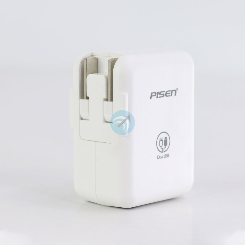 CÓC SẠC PISEN 5V-2.4A, 2 CỔNG USB (TS-C070) BH12T