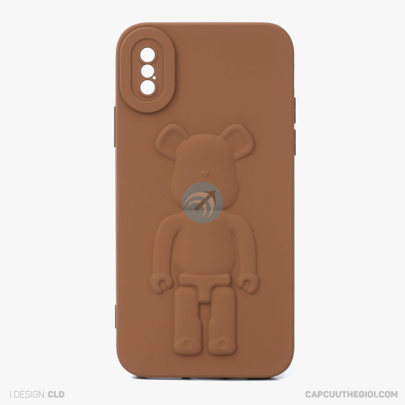 ỐP lưng IPHONE X/XS hình nổi gấu đứng màu nâu